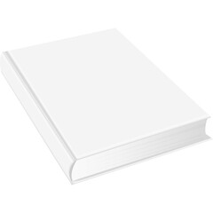 Blank White Hardcover Book Propped Open Slightly Showing Clean Unmarked Pages and Spine Against a Transparent Background