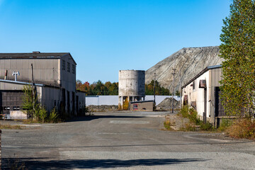 Mining wastes with buidings on a
