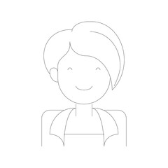 Simple Outline Portrait of a Person with Short Hair and Dotted Lines on a Transparent Background Simple Avatar Graphic Design Minimalist Style
