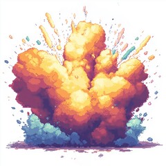 Pixel Art Explosion Magical Blast 18bit 16bit Isolated Retro RPG Video Game Asset 