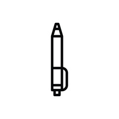Simple Thin Outline Icon of a Mechanical Pencil with a Clip and Eraser Against a White Background With Transparent Background For Easy Use