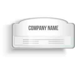 Blank White Name Tag With Gray Text Placeholder For Company Name And Information On A Transparent Background With Subtle Shadow