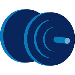 Blue Barbell Weight Lifting Plate Illustration on Transparent Background with a Side View