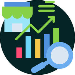 Market research icon for market research, website, application, printing, document, poster design, etc