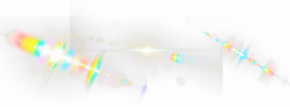 Light leaks with prism effect isolated on transparent background, colorful rainbow glow overlay for photo editing, dreamy lens flare and refraction texture for creative visual design projects