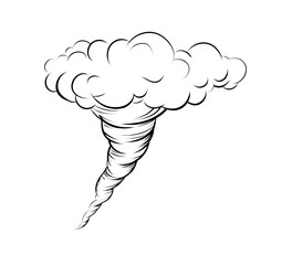 Whimsical tornado illustration with twisting cloud design for creative projects