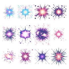 Pixel Art Explosion Set Magical Blast 18bit 16bit Isolated Retro RPG Video Game Asset Colletion