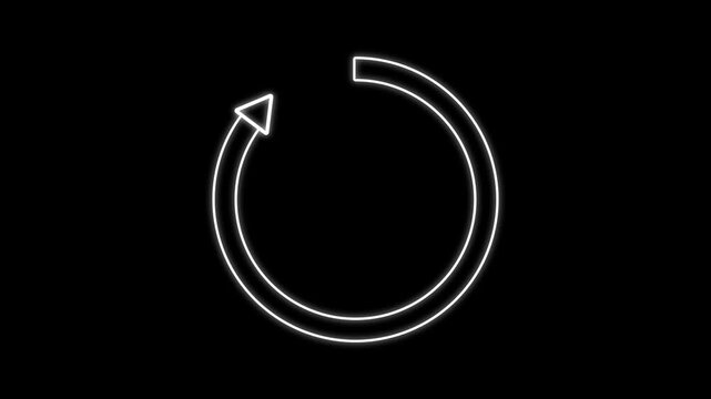 Abstract pink color refresh with reload animation icon round loading arrow rotate circle animated .animated glowing circle loading icon on black background 4k video.