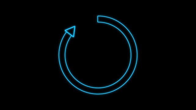 Abstract pink color refresh with reload animation icon round loading arrow rotate circle animated .animated glowing circle loading icon on black background 4k video.