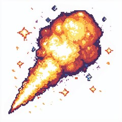Pixel Art Explosion Magical Blast 18bit 16bit Isolated Retro RPG Video Game Asset 