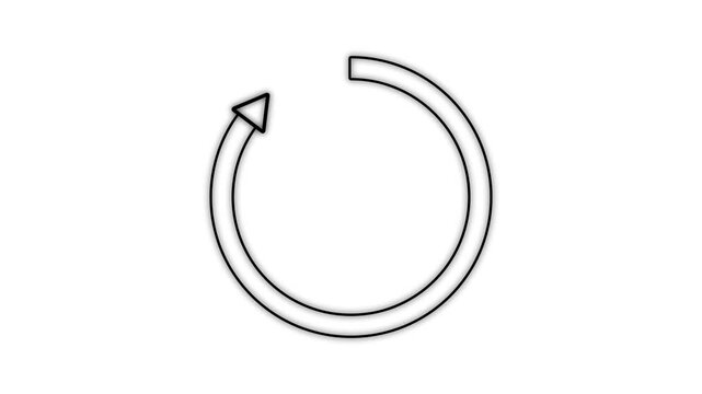 Abstract pink color refresh with reload animation icon round loading arrow rotate circle animated .animated glowing circle loading icon on black background 4k video.