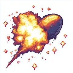 Pixel Art Explosion Magical Blast 18bit 16bit Isolated Retro RPG Video Game Asset 