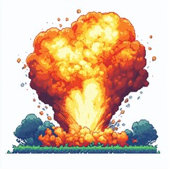 Pixel Art Explosion Magical Blast 18bit 16bit Isolated Retro RPG Video Game Asset 