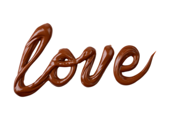 Chocolate love typography on transparent background for romantic design and decor