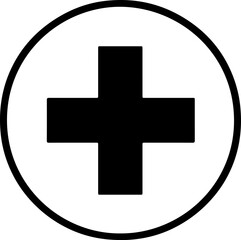 Obraz premium Hospital cross sign vector, minimal black and white symbol 