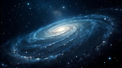 Vast spiral galaxy swirling with bright stars and nebulae in deep space