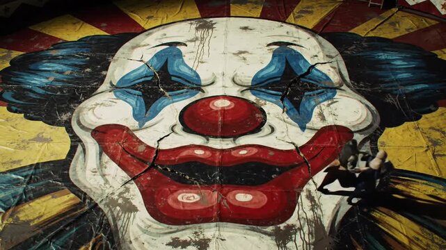 Creepy Clown Face with Cigarette - A Dark and Disturbing Portrait.
