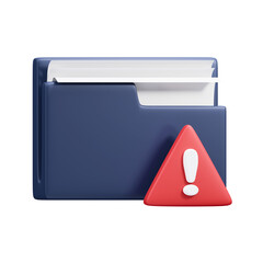 Blue Folder Icon With Red Warning Symbol And Exclamation Mark On Transparent Background Alert Notification Concept
