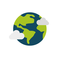 Stylized Globe Showing Continents And Clouds On Transparent Background Digital Art Representing Global Network And Connectivity