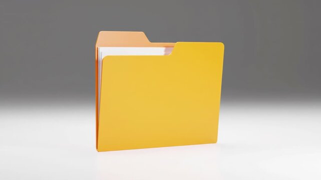 Yellow Folder Standing on White Surface with Gray Background