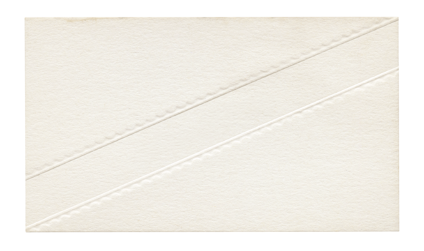 Vintage 1950s Blank Embossed Calling Card - Ivory Textured Paper with Diagonal Scalloped Line Detail - Stationery Place Card or Wedding Invitation Insert - Authentic Real Ephemera - Isolated on White