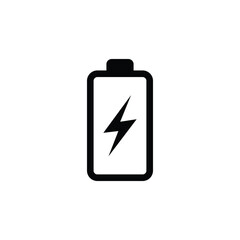 Battery icon. Battery level indicator. Full battery indicator or low battery indicator. Power level symbol. Energy-packed illustration. Simple vector design.
