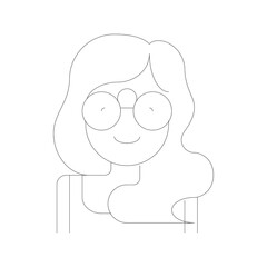 Stylized Line Art Portrait of a Smiling Person with Glasses Featuring a Simple Outline and Dotted Details on a Transparent Background