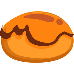 Stylized Orange Blob Creature with Dark Brown Swirl Accent and Glossy Finish on Transparent Background
