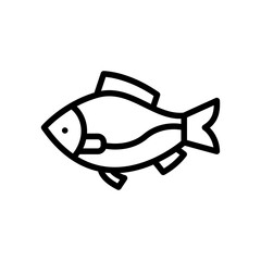 Stylized Outline Fish Icon With Transparent Background Simple Vector Graphic