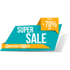 Super Sale Special Offer Up To Seventy Percent Off Teal Orange Graphic With Transparent Background