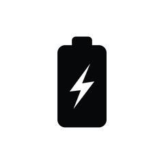 Battery icon. Battery level indicator. Full battery indicator or low battery indicator. Power level symbol. Energy-packed illustration. Simple vector design.