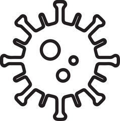 Obraz premium Virus bacteria microbe symbol, black and white line vector 