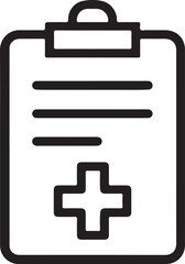 Obraz premium Medical report clipboard icon, black and white vector 