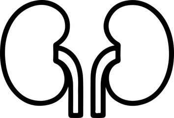 Human kidney organ icon, black and white vector

