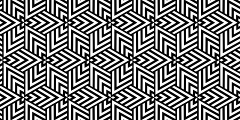Seamless black and white geometric pattern with diagonal lines creating modern abstract shapes.
