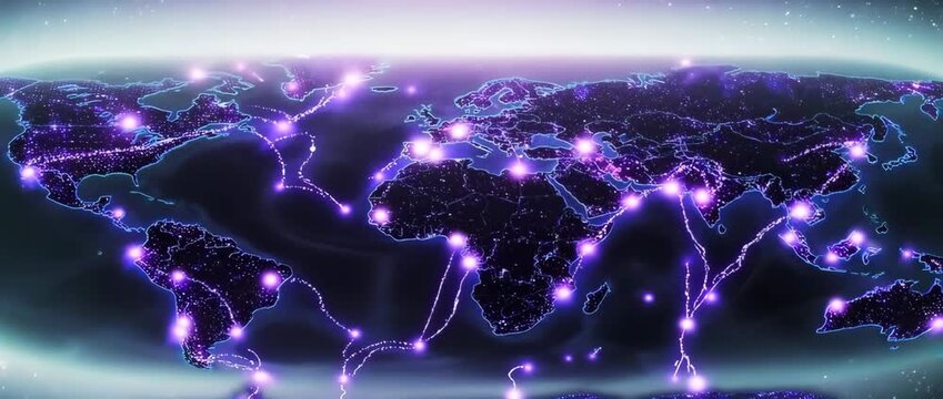 Points of light illuminate a world map, symbolizing the growing number of cancer survivors worldwide. A message of hope, progress, and global community.