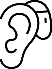 Ear hearing aid medical device icon, black and white vector
