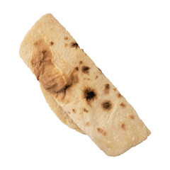 Homemade flatbread isolated on transparent background