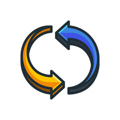 Circular Arrow Icon With Orange And Blue Colors Symbolizing Refresh Or Rotation On White Background