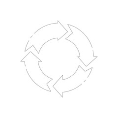 Circular Arrow Symbol Representing Direction and Progress on a Transparent Background with Dotted Line Elements and Abstract Geometric Design