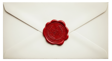 Elegant White Envelope with Red Wax Seal and Initials