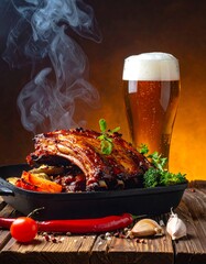 Delicious Roasted Ribs with Beer.