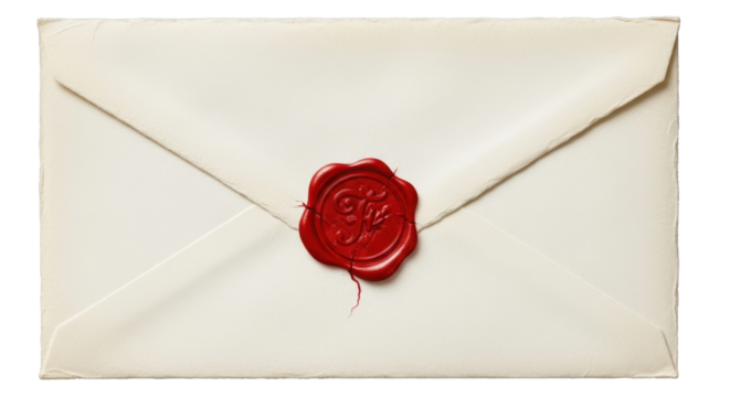 Vintage Envelope with Red Wax Seal and Initial