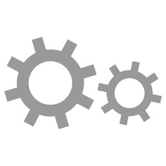 Two Gray Cogwheels Interlocked Symbolizing Mechanics and Engineering on a Transparent Background