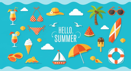 Vibrant Flat Design Vector Illustration with Colorful Modern Elements