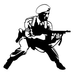  Soldier world war 2 holding a submachine gun 