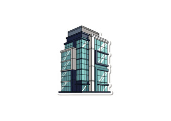Vector illustration of a modern glass skyscraper. An architectural icon representing a corporate office or residential apartment building