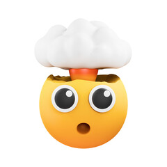 Surprised Egg Emoji With Explosion Cloud Bursting Out Transparent Background White Cloud Orange Egg Yellow Face Round Shape Big Eyes Open Mouth Round Eyes Shocked Expression