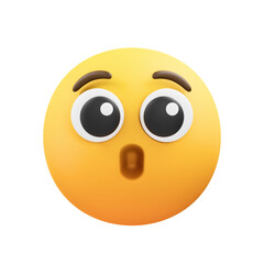 Surprised emoji face with wide eyes and open mouth expressing shock and disbelief on a transparent background