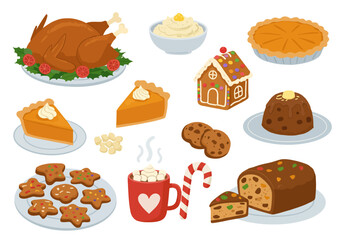 Holiday Feast Delicious Icons of Traditional Christmas and Thanksgiving Dishes